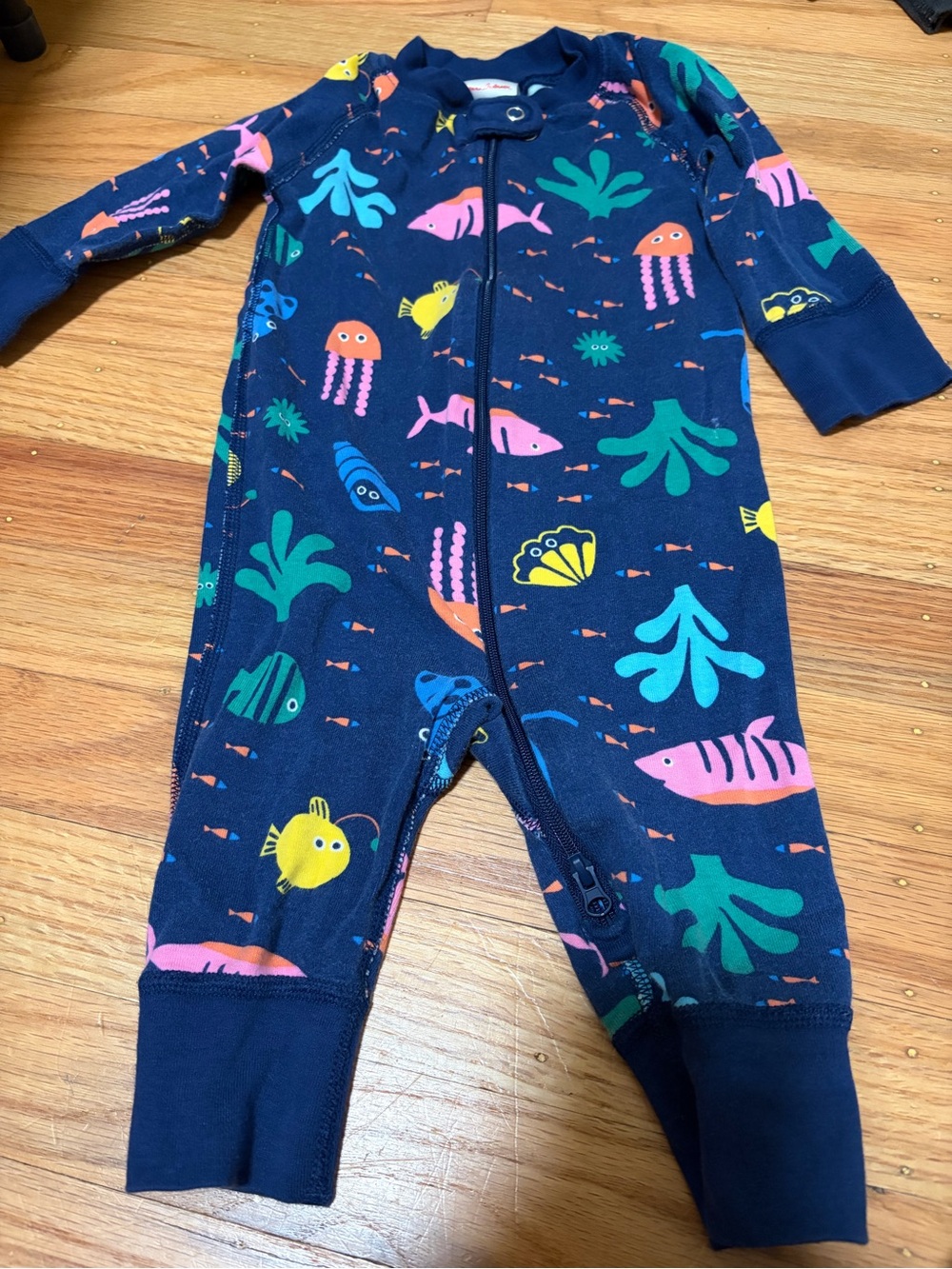 Hanna Andersson Navy Sea Life pajama with Bright Fish Print